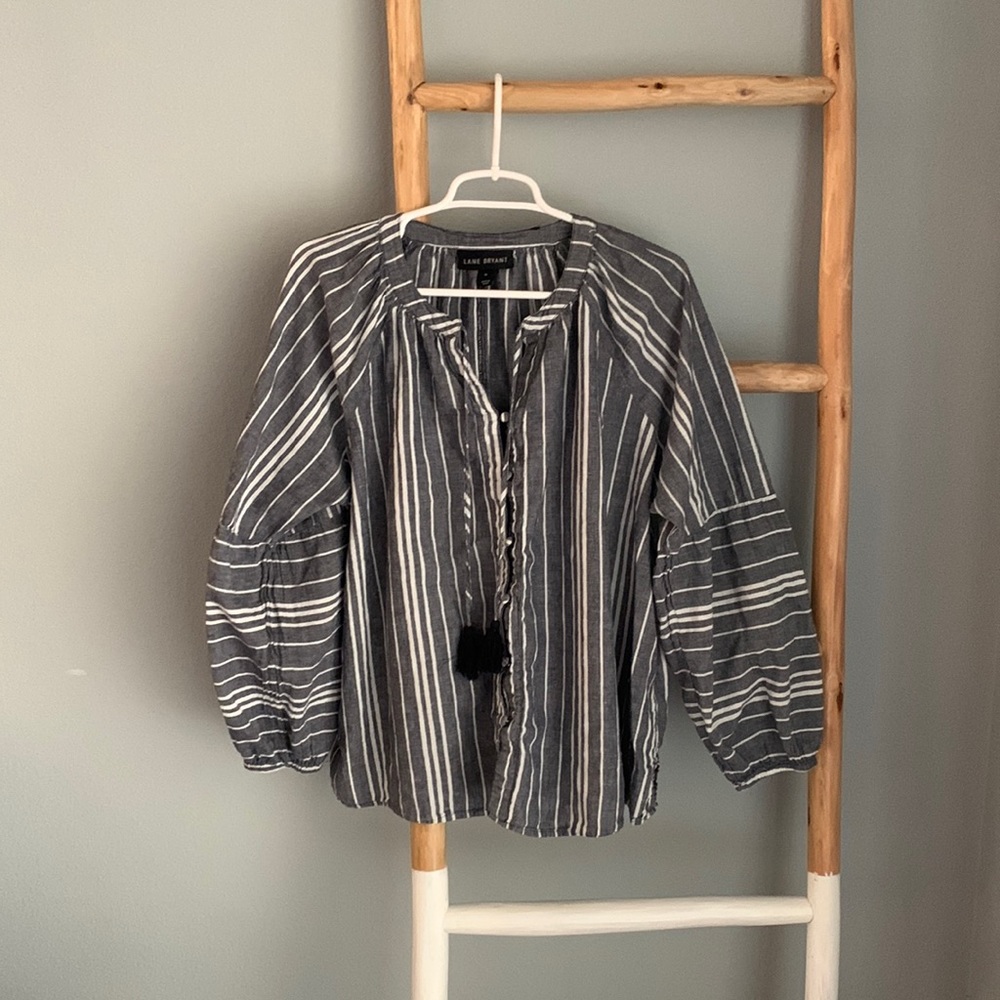 Blue and white chambray long sleeve Lane Bryant size 16